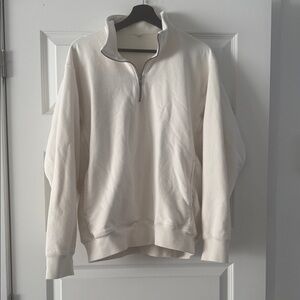 Uniqlo Cream Half-Zip Sweatshirt Pullover Minimal Cozy